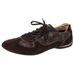 Louis Vuitton Brown Suede And Monogram Canvas Energie Sneakers Size 46