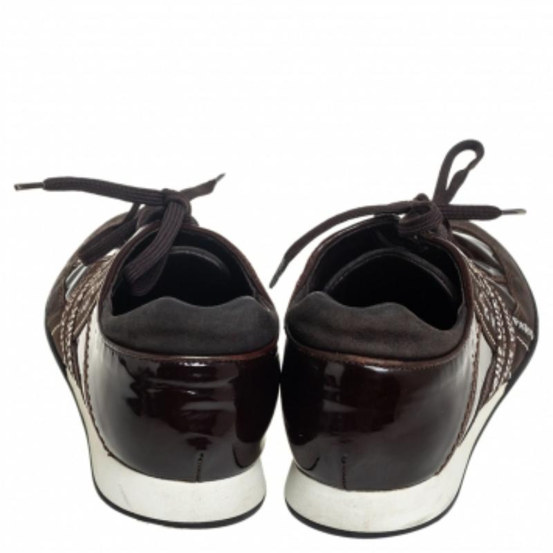 Men's Louis Vuitton Brown Suede And Patent Leather Low Top Sneaker Size 39 For Sale