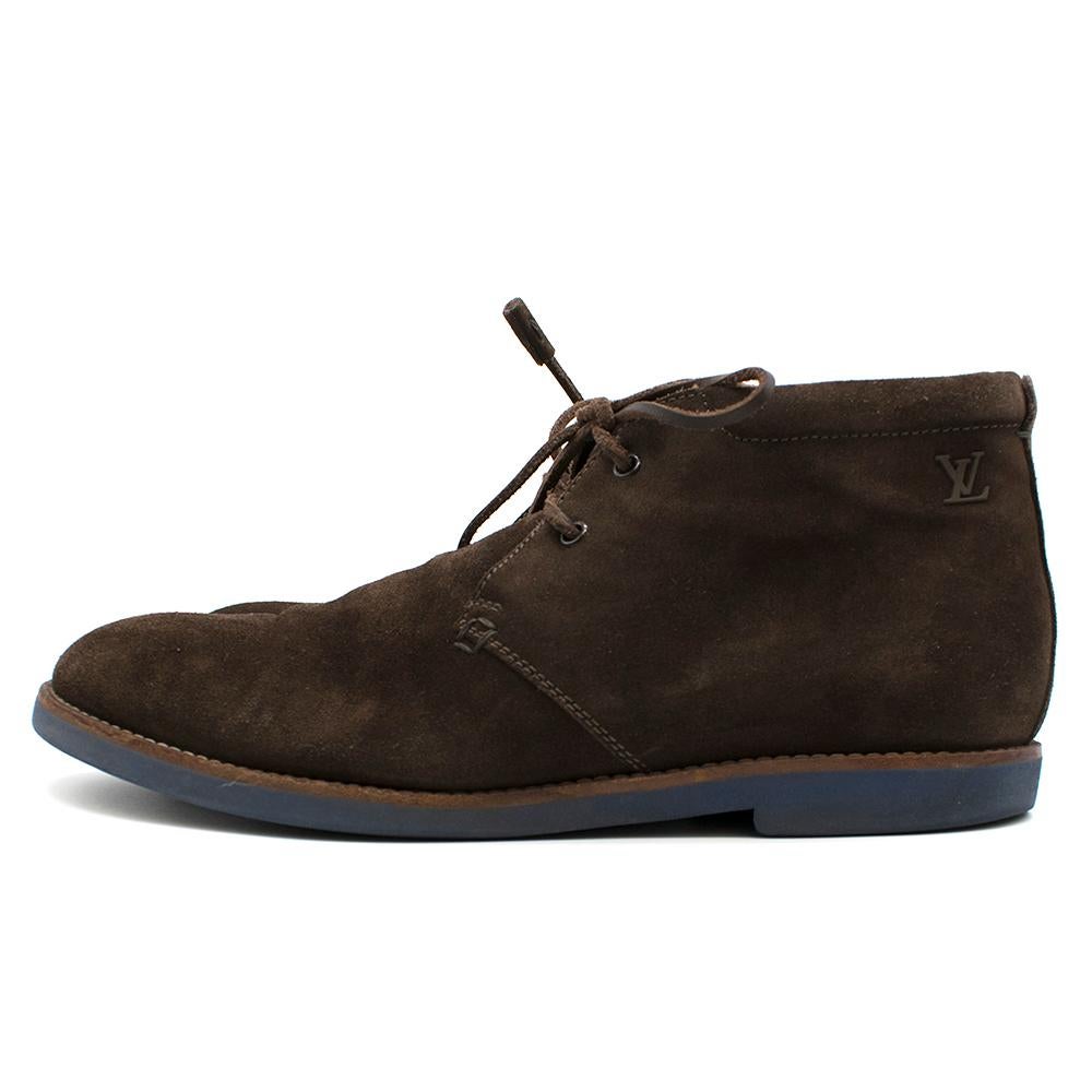 Louis Vuitton Brown Suede Ankle Boots SIZE 10 In Good Condition In London, GB