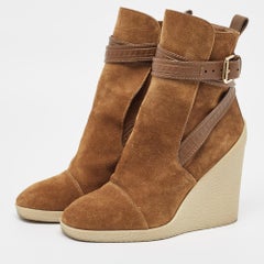 Louis Vuitton Brown Suede Ankle Buckle Ankle Boots Size 37