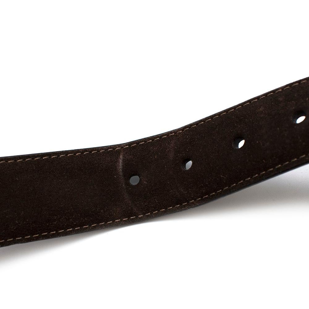 Black Louis Vuitton Brown Suede Belt with Graphite Buckle 