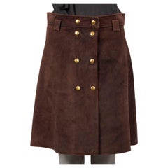 LOUIS VUITTON brown suede BUTTONED Skirt 40 M