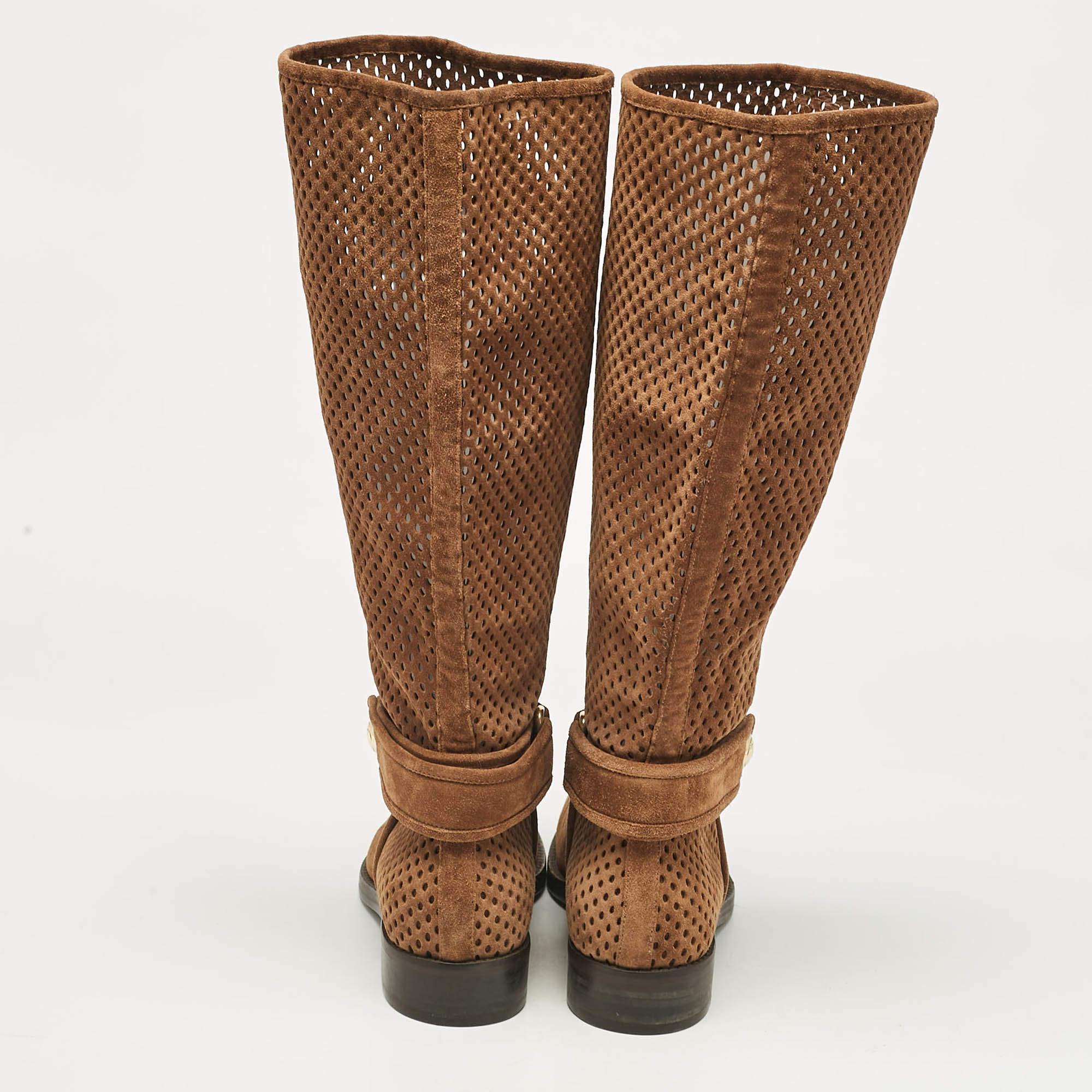 Louis Vuitton Brown Suede Knee Length Boots Size 37 1