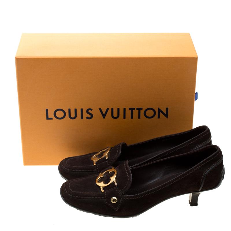 Louis Vuitton Brown Suede Loafer Pumps Size 36.5 3