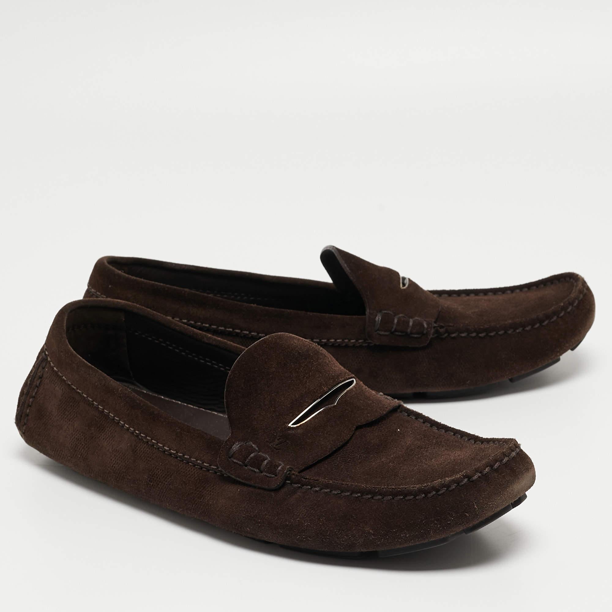 Louis Vuitton Brown Suede Monte Carlo Loafers Size 43 For Sale 4