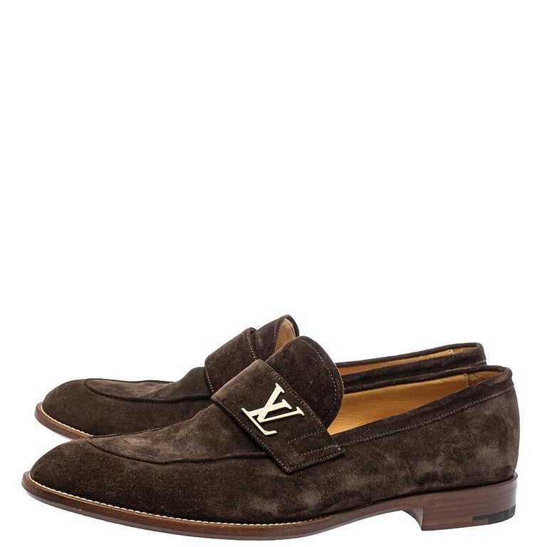 Louis Vuitton Brown Suede Saint Germain Slip On Loafers Size 43 at 1stDibs