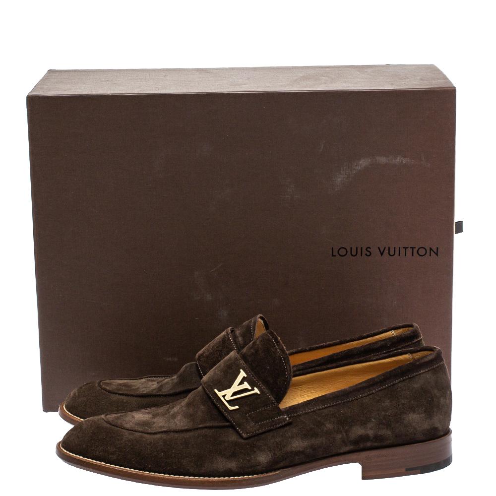 Men's Louis Vuitton Brown Suede Saint Germain Slip On Loafers Size 43