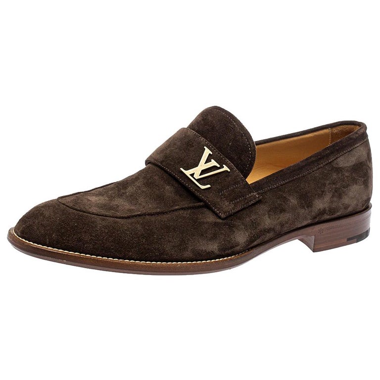 NEW LOUIS VUITTON LOAFERS 9 43 BROWN SUEDE LOAFERS SHOES ref
