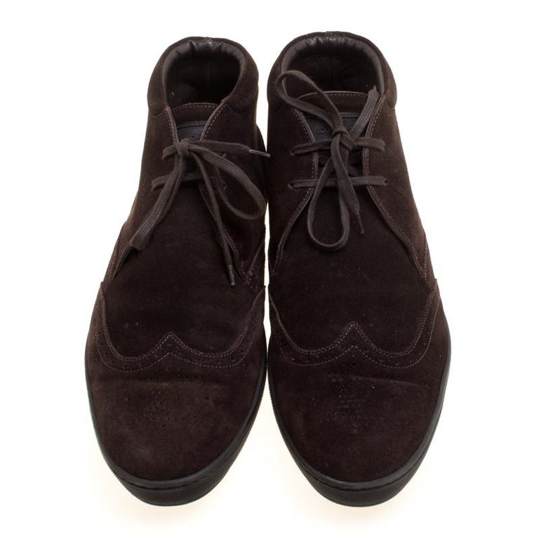 Louis Vuitton Brown Suede Sneaker Boots Size 43.5 For Sale at 1stdibs