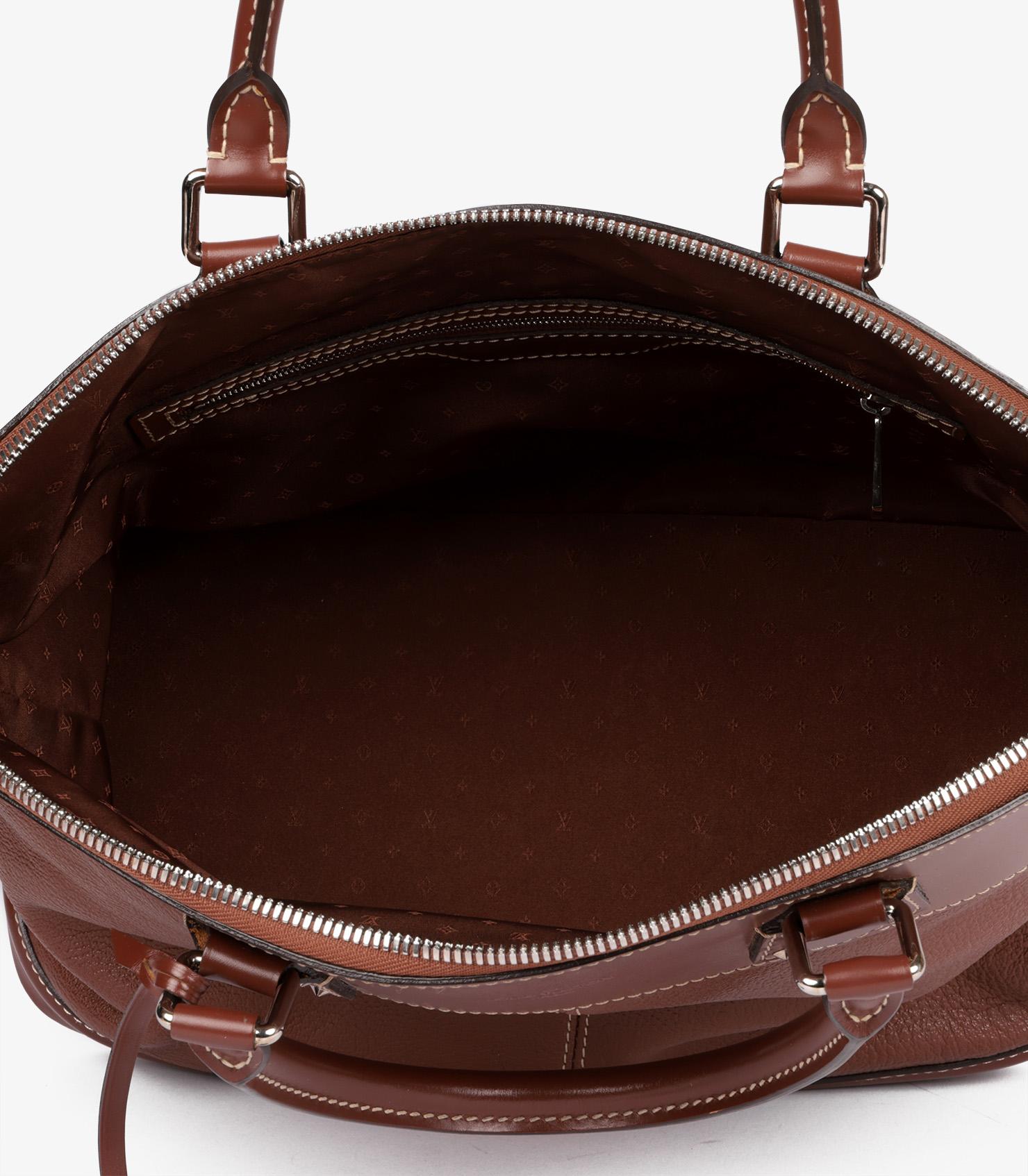 Louis Vuitton Brown Suhali Goatskin & Smooth Calfskin Leather Suhali Lockit MM For Sale 7