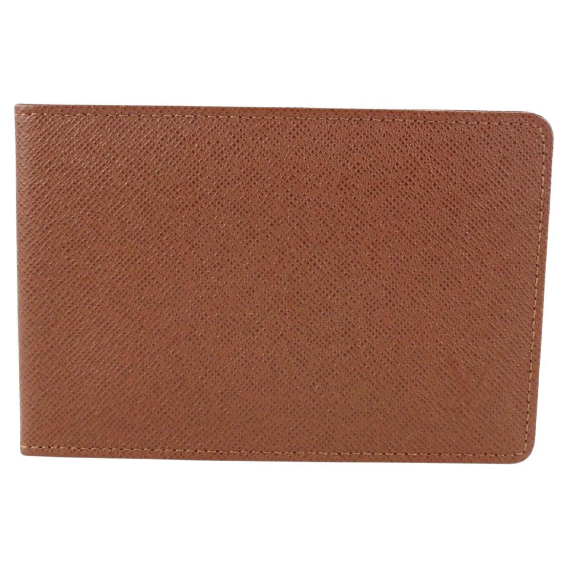 Louis Vuitton Portefeuille porte-cartes ID Cas en cuir marron Taiga 551lvs611 en vente