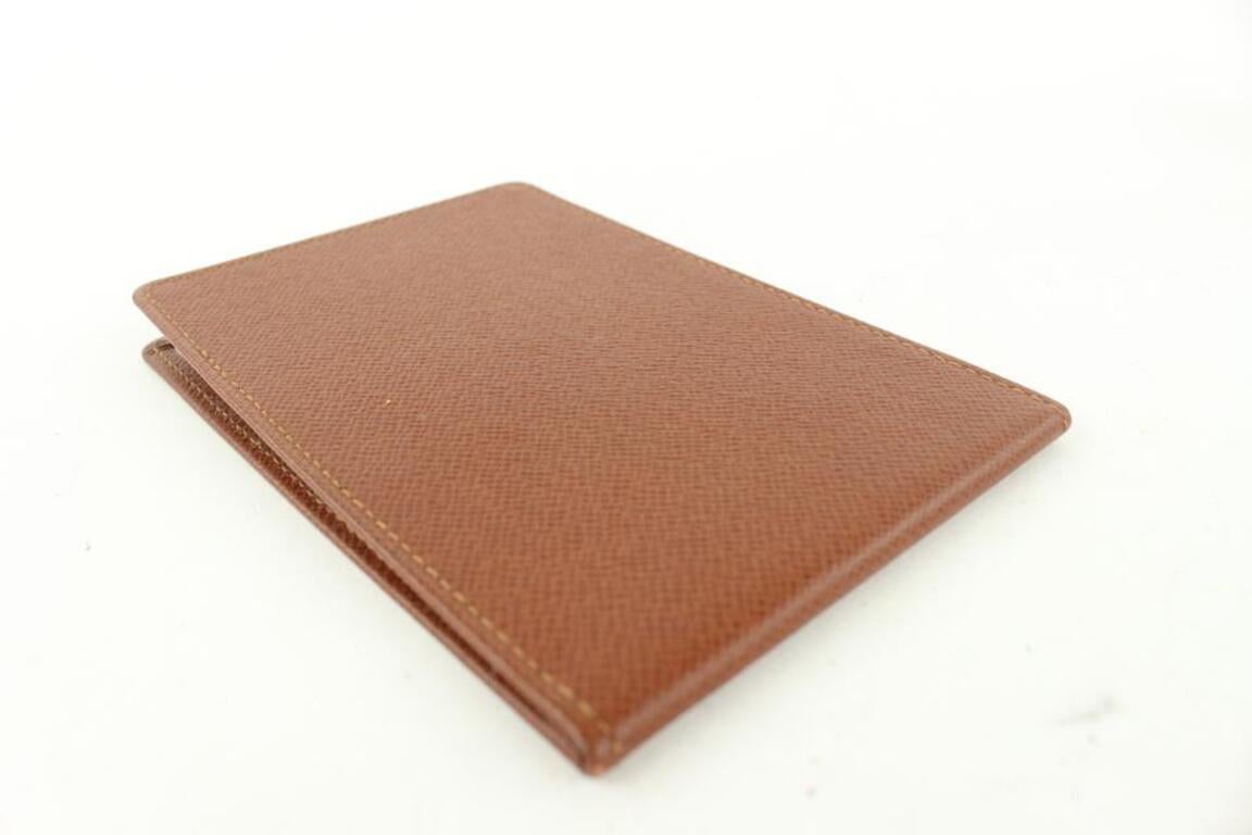 Louis Vuitton Brown Taiga Leather Card Holder ID Wallet case 511lvs68 For Sale 1