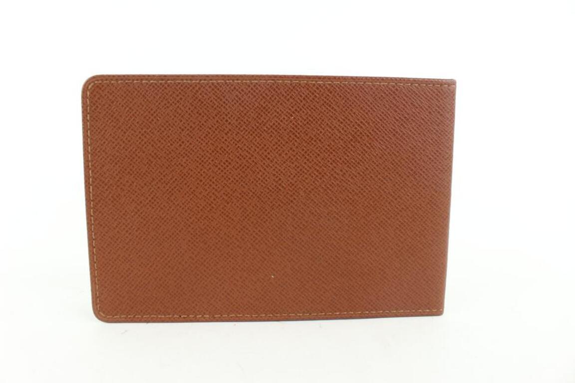 Louis Vuitton Brown Taiga Leather Card Holder ID Wallet case 511lvs68 For Sale 2