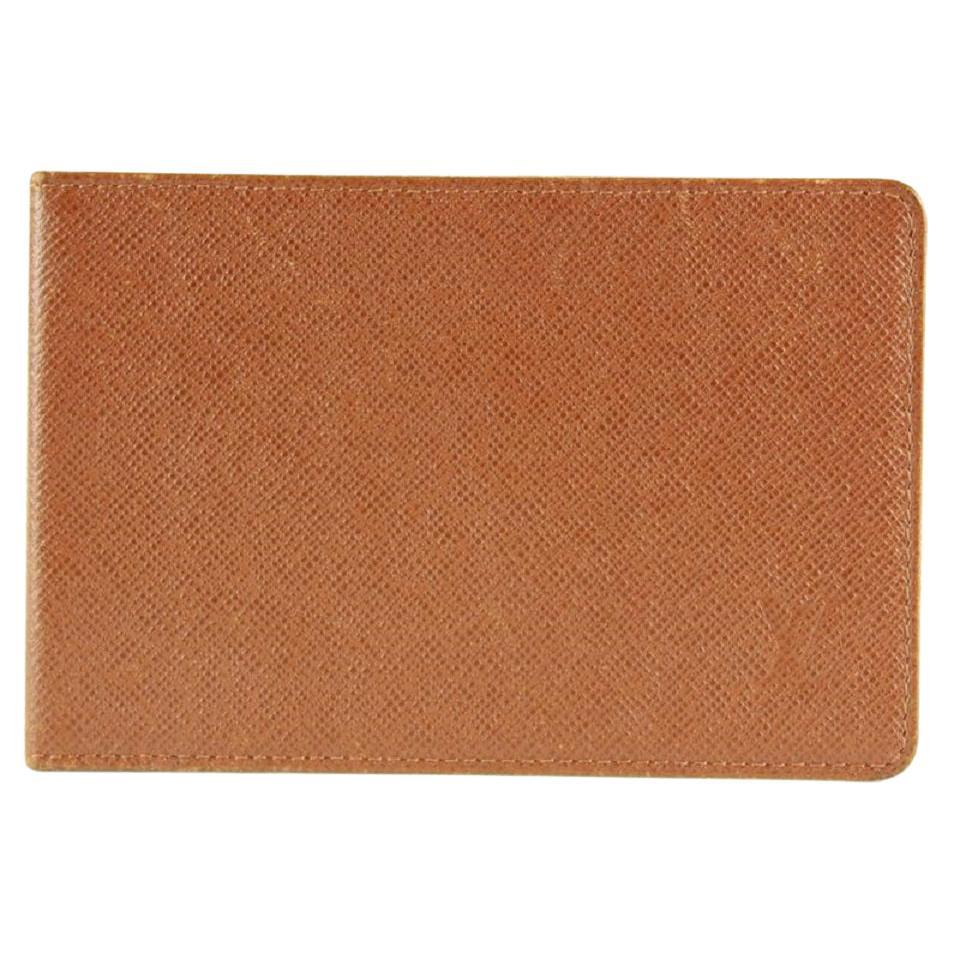 Louis Vuitton Brown Taiga Leather Card Holder ID Wallet Case 511lvs68