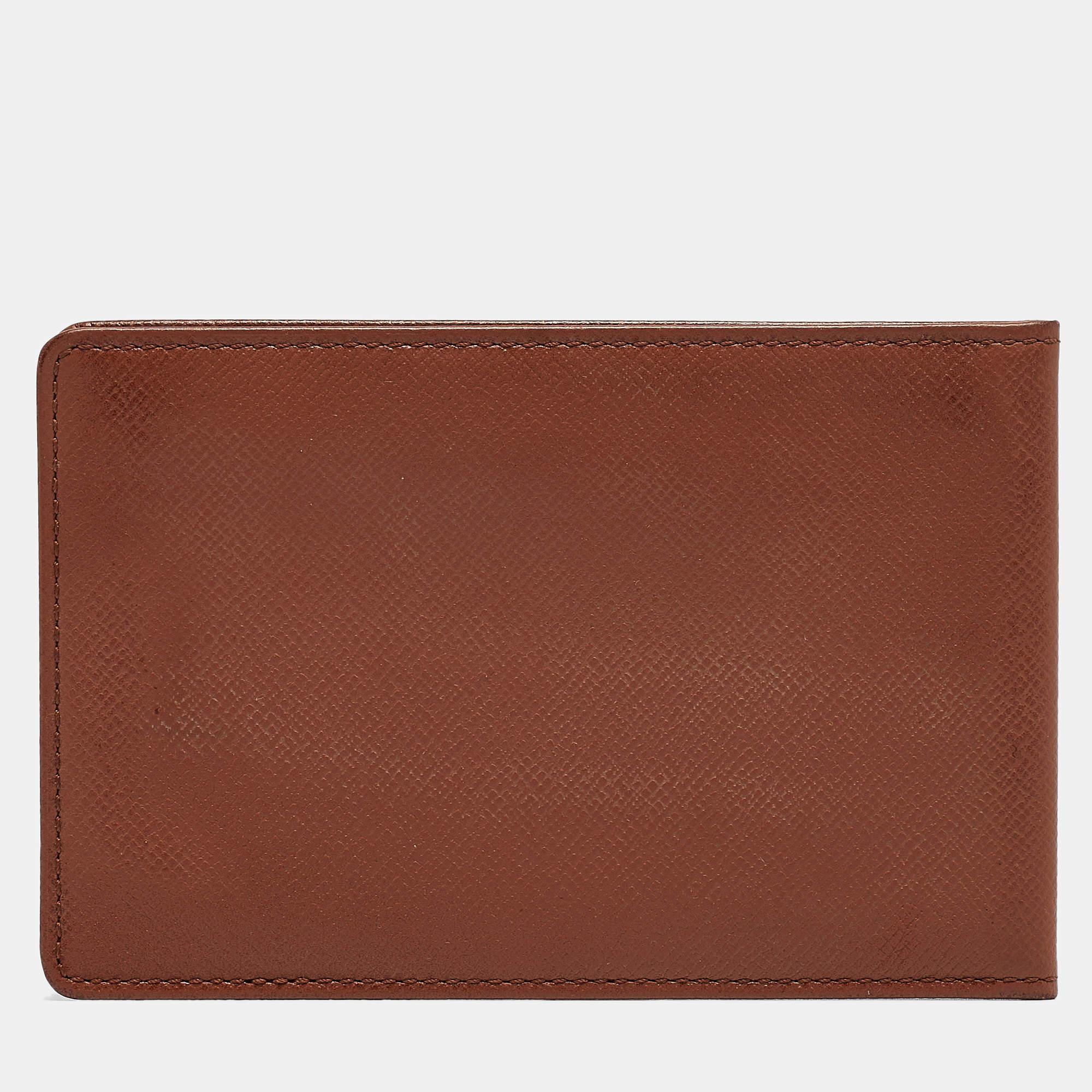 Louis Vuitton Brown Taiga Leather ID Card Holder In Good Condition In Dubai, Al Qouz 2
