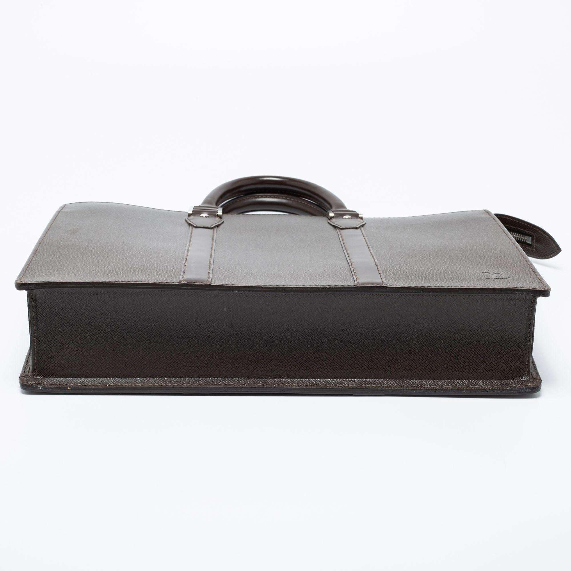 Louis Vuitton Brown Taiga Leather Lozan Briefcase 1