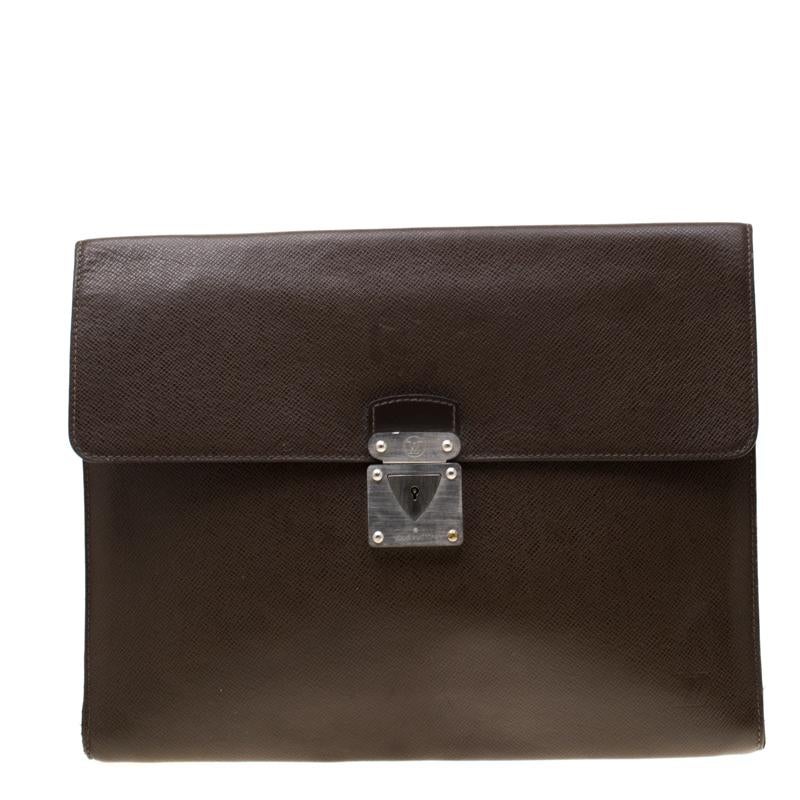 Black Louis Vuitton Brown Taiga Leather Minuto Portfolio Case