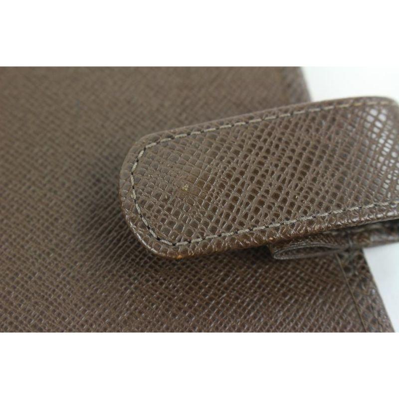 Louis Vuitton Brown Taiga Leder kleiner Ring Agenda PM Tagebuch Abdeckung 651lvs617  im Angebot 4