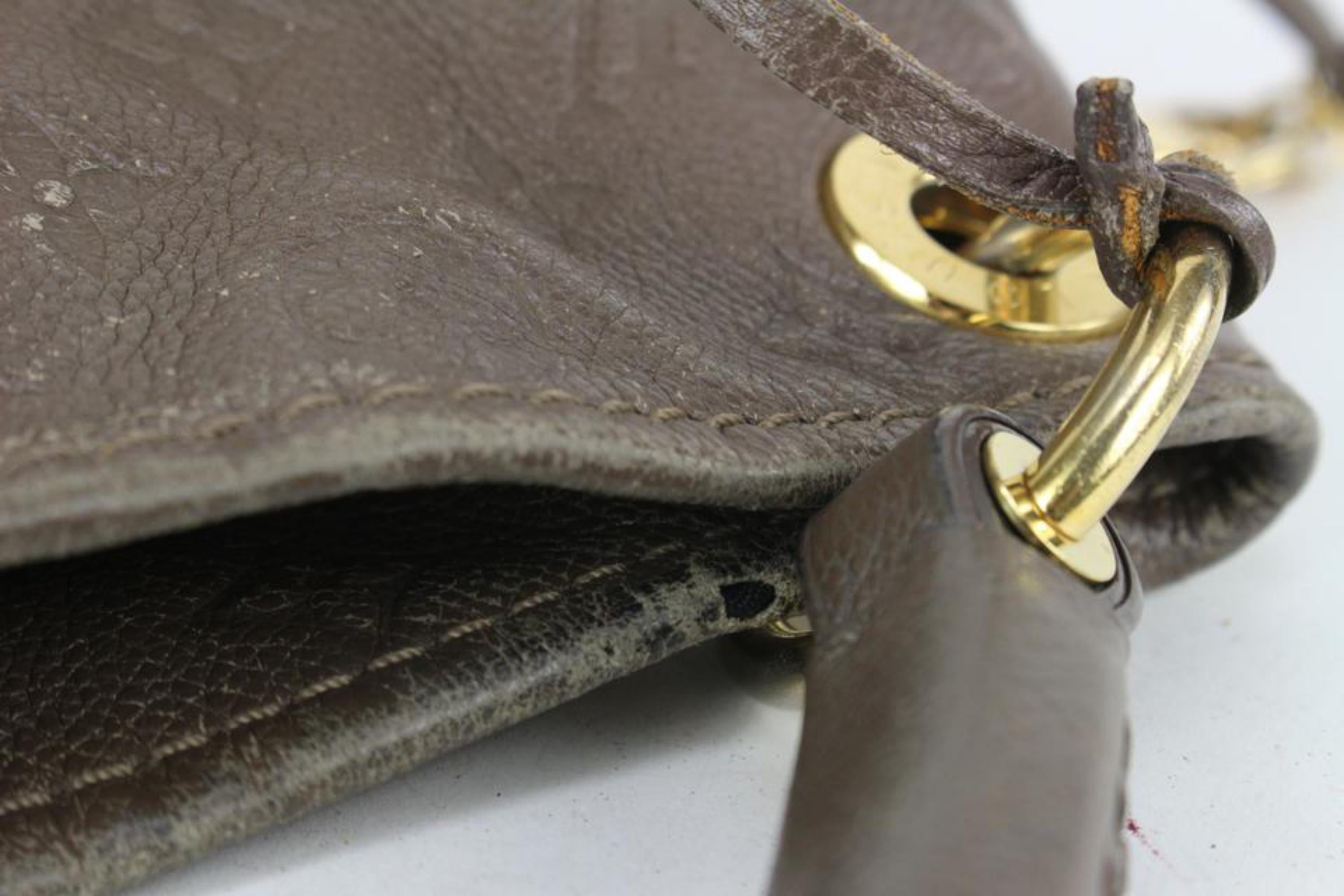 Louis Vuitton Brown Terre Leather Monogram Empreinte Artsy MM Hobo Bag 26lu712s For Sale 4