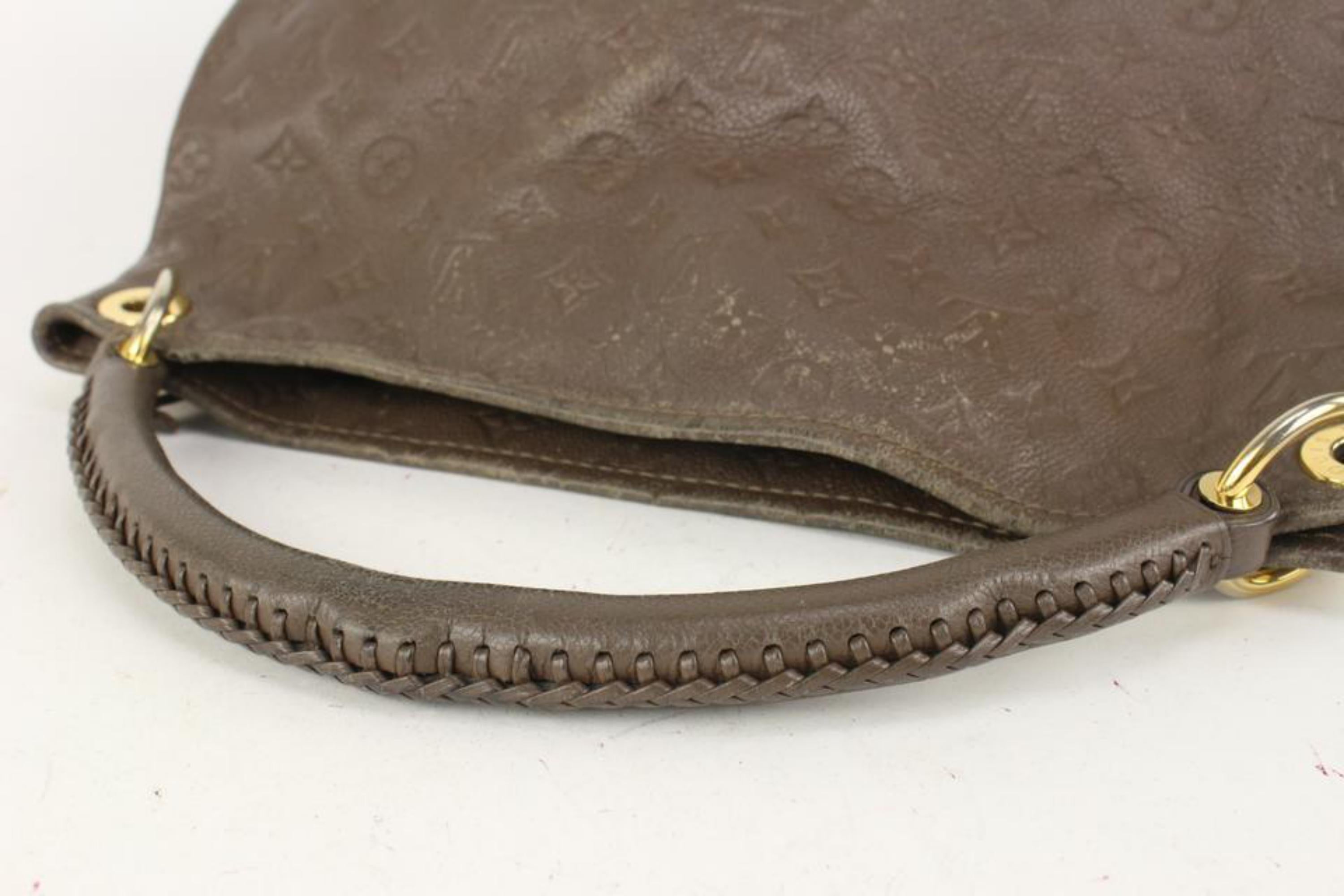 Gray Louis Vuitton Brown Terre Leather Monogram Empreinte Artsy MM Hobo Bag 26lu712s For Sale