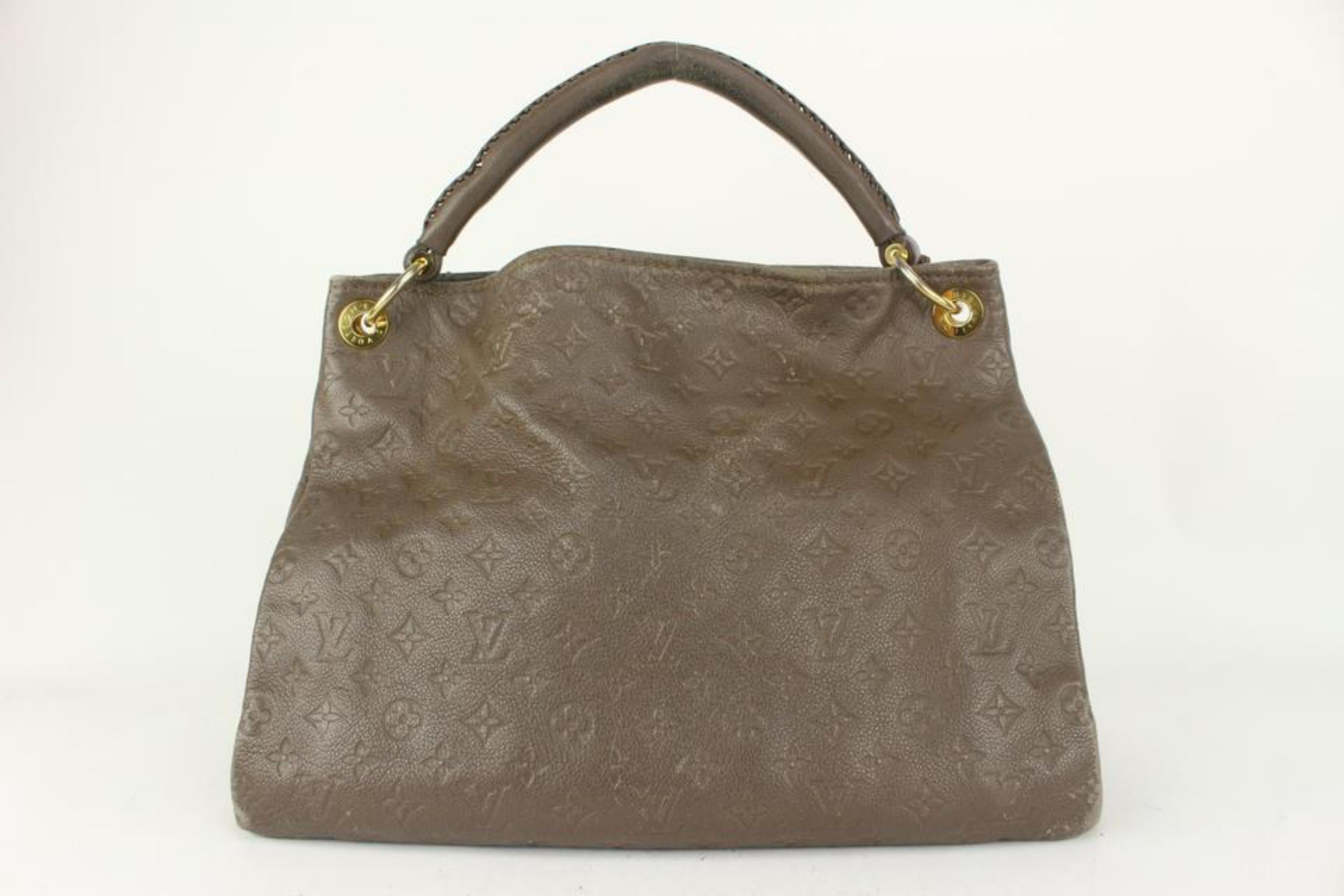 Women's Louis Vuitton Brown Terre Leather Monogram Empreinte Artsy MM Hobo Bag 26lu712s For Sale