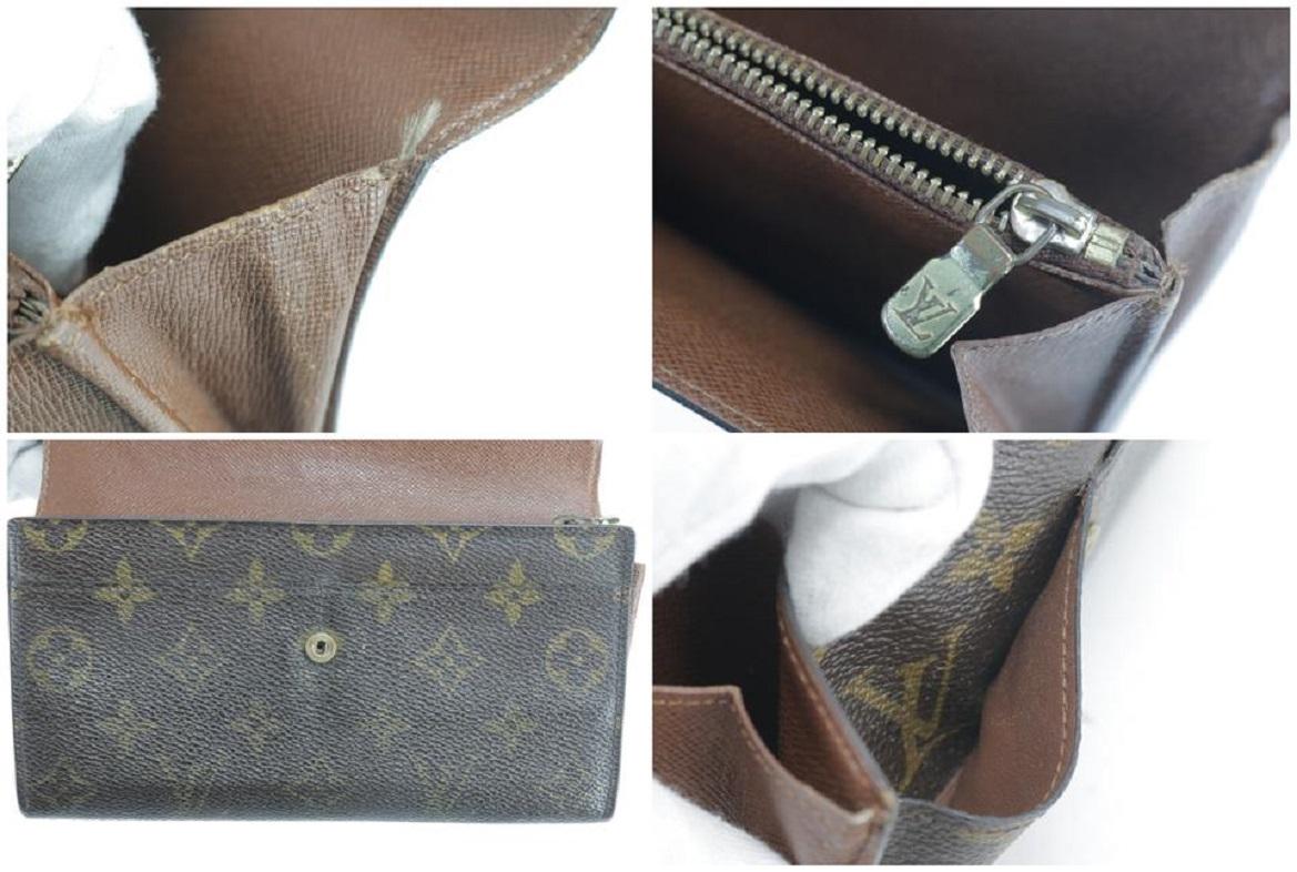 Women's Louis Vuitton Brown Tresor Porte 8lk0120 Monogram Bifold Long Sarah Wallet