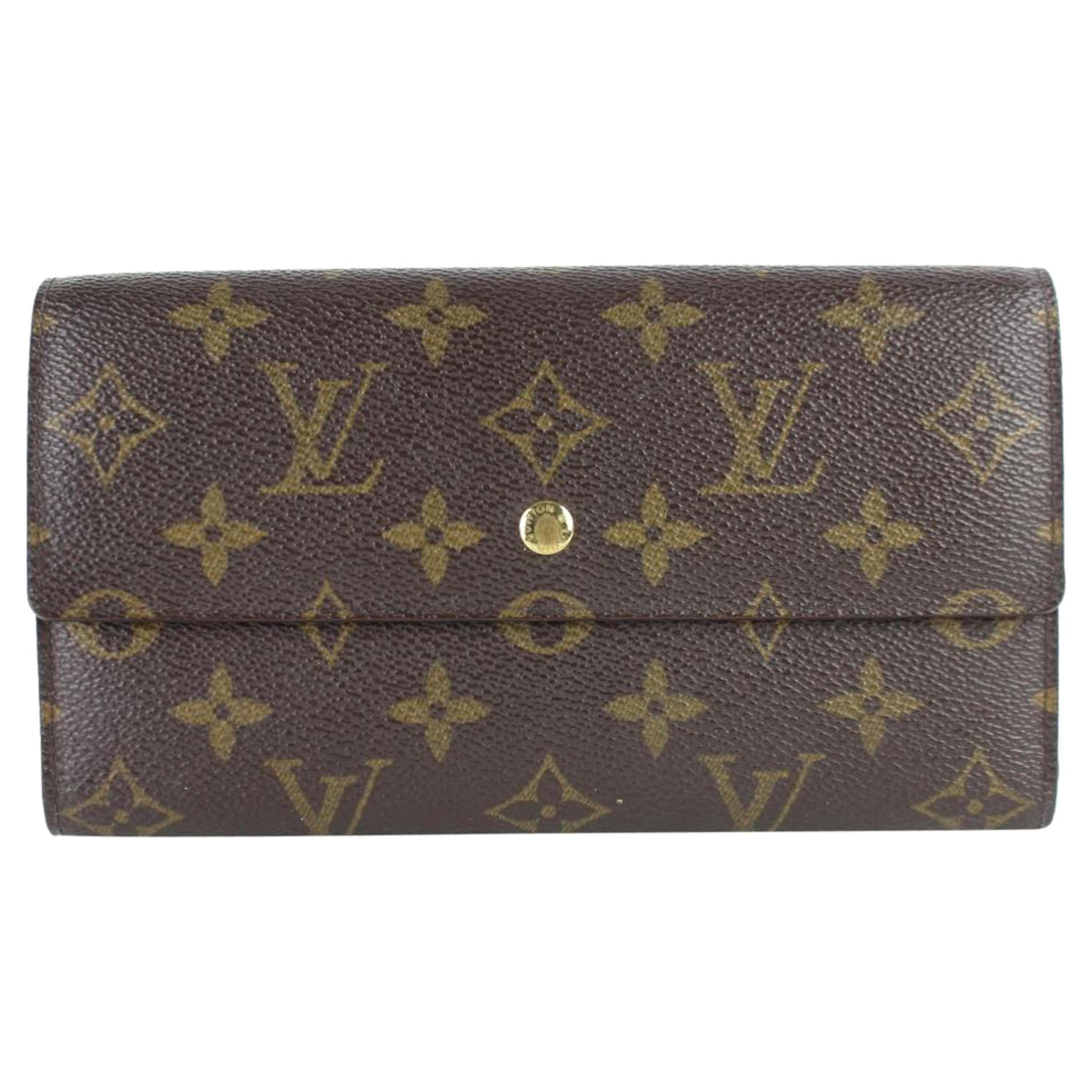 Louis Vuitton Brown Tresor Porte Monogram Sarah Trifold 25lz0129 Wallet For Sale