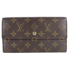Used Louis Vuitton Brown Tresor Porte Monogram Sarah Trifold 25lz0129 Wallet