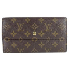 Vintage Louis Vuitton Brown Tresor Porte Monogram Sarah Trifold 25lz0129 Wallet