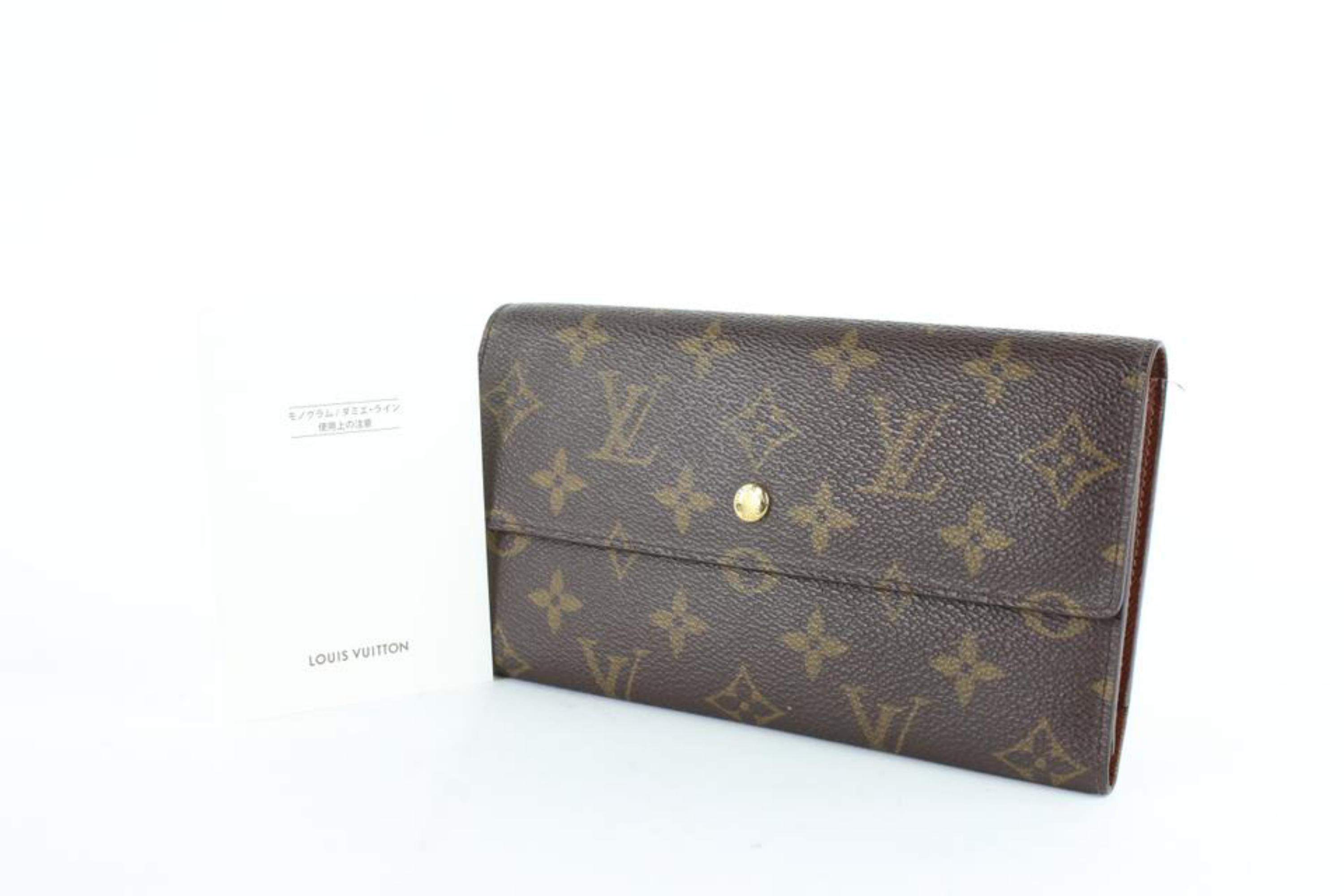 Black Louis Vuitton Brown Tresor Porte Monogram Sarah Trifold 25lz0129 Wallet For Sale