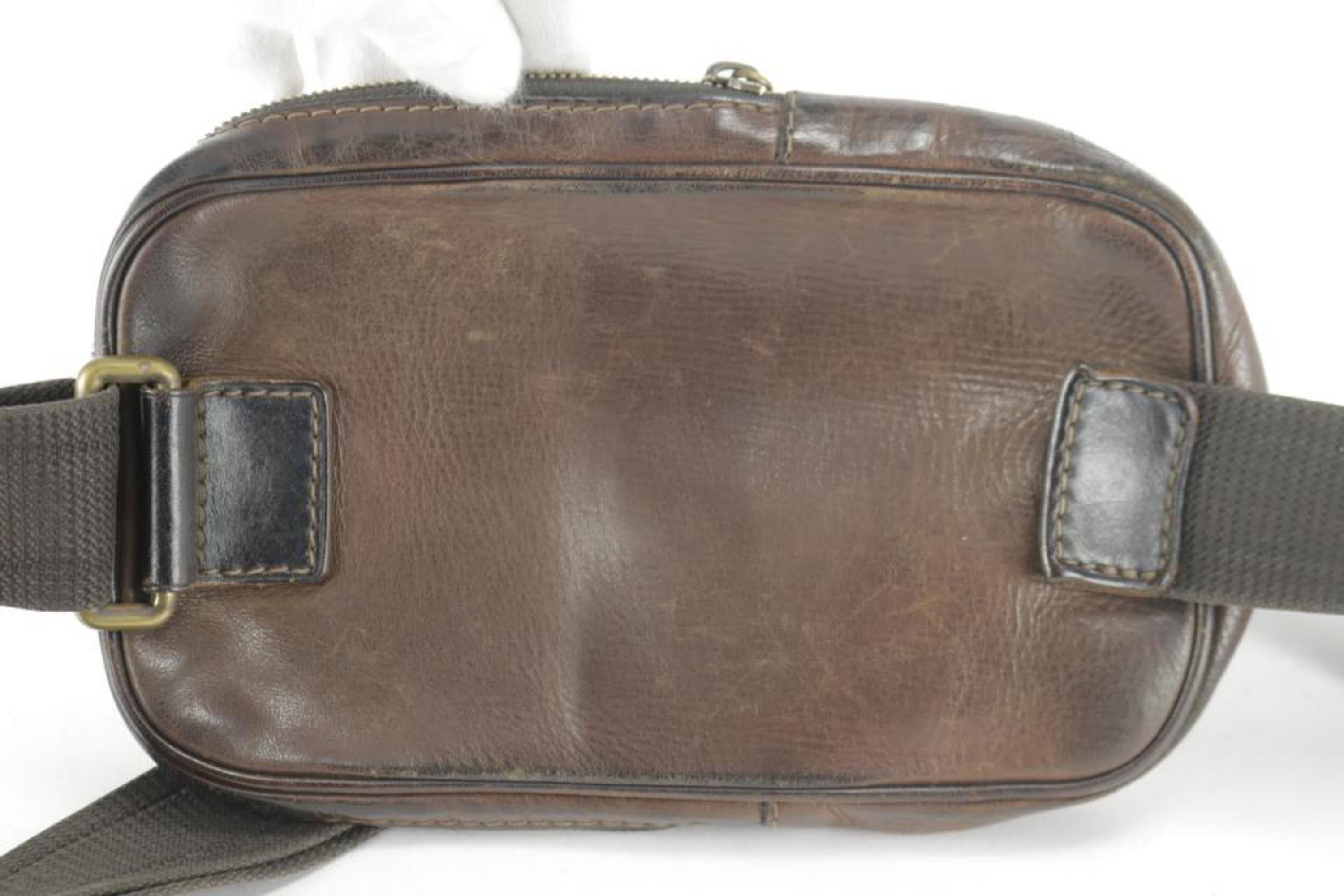 Gray Louis Vuitton Brown Utah Leather Sioux Bumbag Belt Waist Pack Fanny 3LV1V For Sale