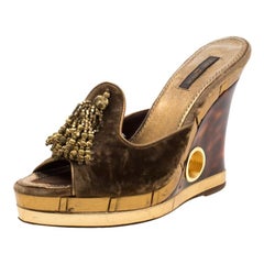 Louis Vuitton Bouton D'Or Wedge Sandals - Brown Pumps, Shoes