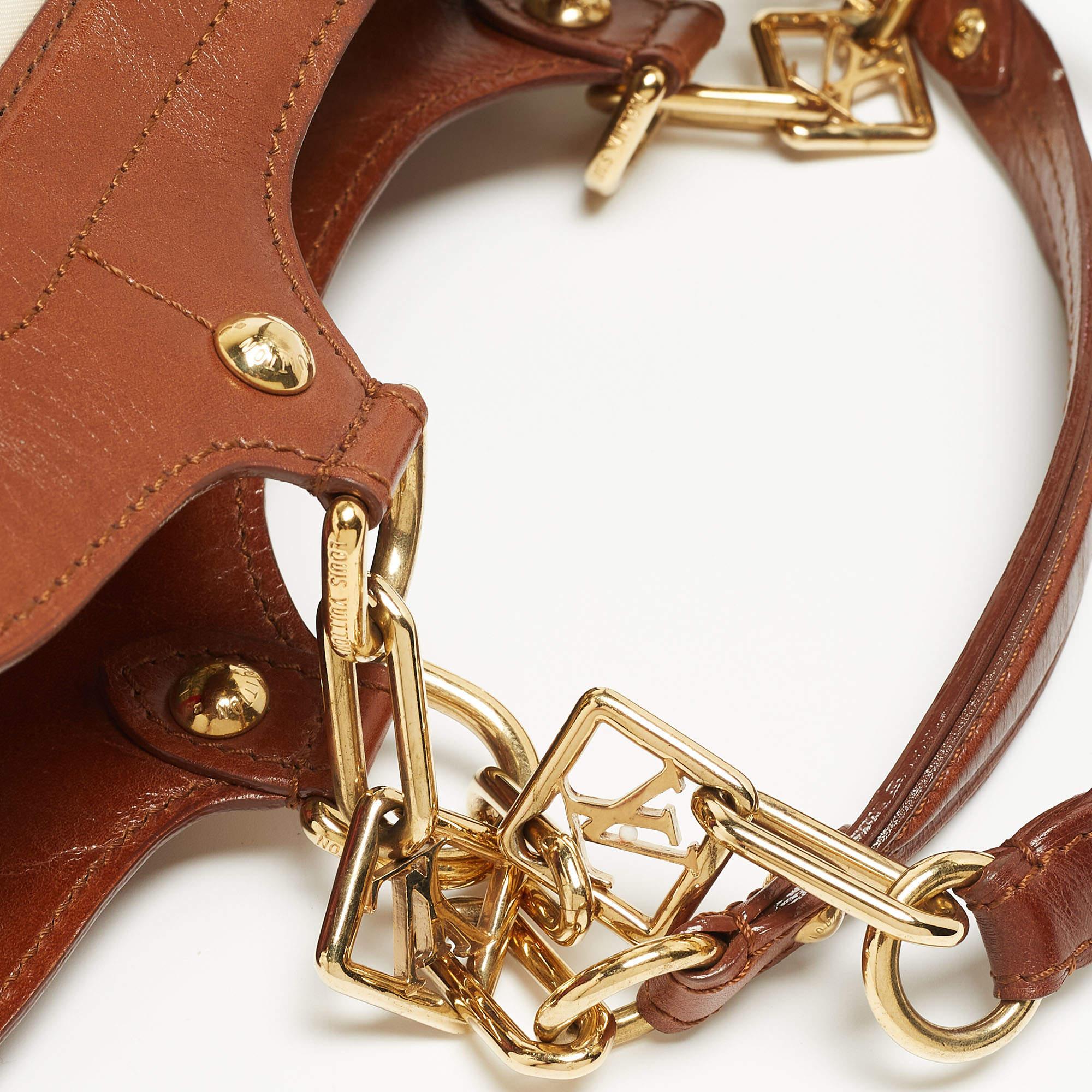 Louis Vuitton Brown/White Monogram Charms Leather and Vinyl Linda Bag 5