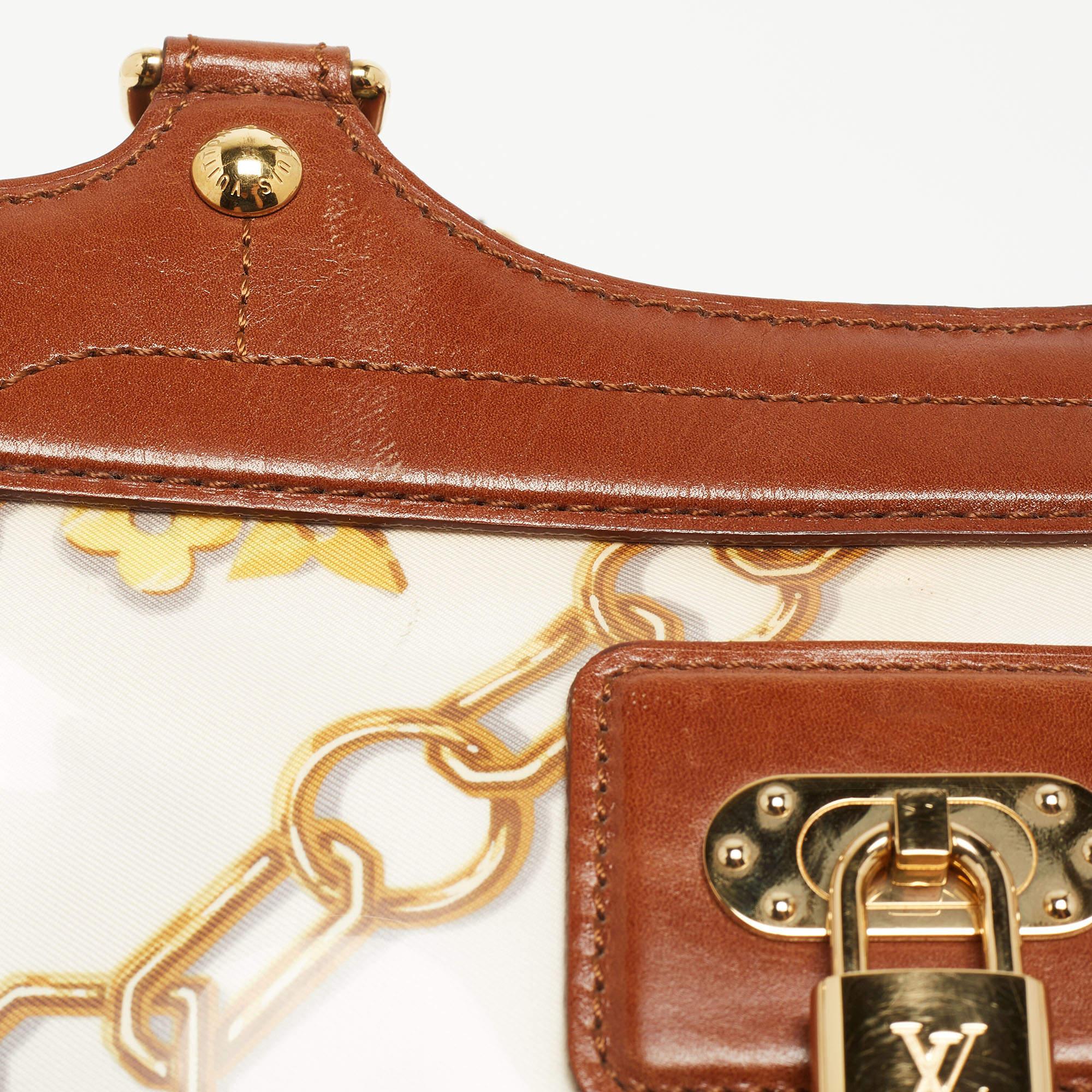 Louis Vuitton Brown/White Monogram Charms Leather and Vinyl Linda Bag en vente 6