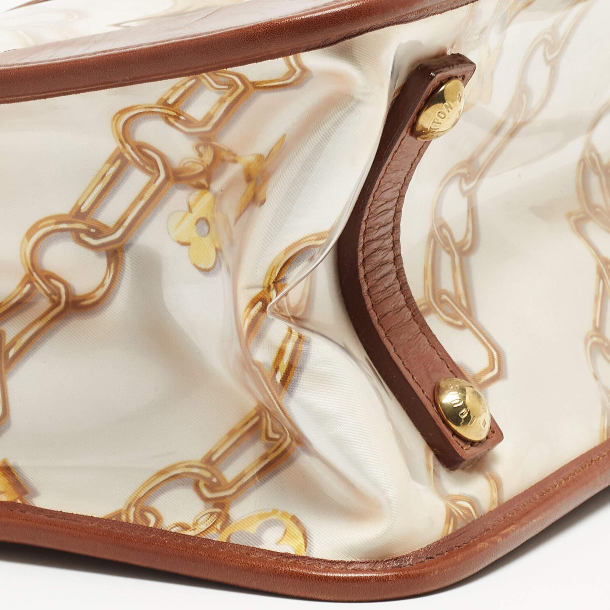 Louis Vuitton Brown/White Monogram Charms Leather and Vinyl Linda Bag en vente 2