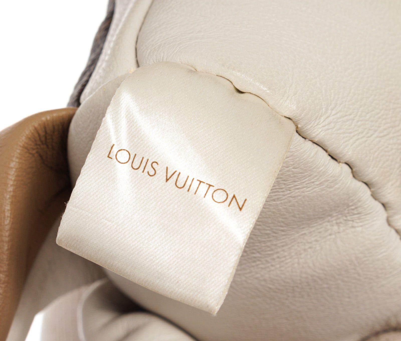 Beige Louis Vuitton Brown White Stuffed Leather Dou Dou Teddy Bear