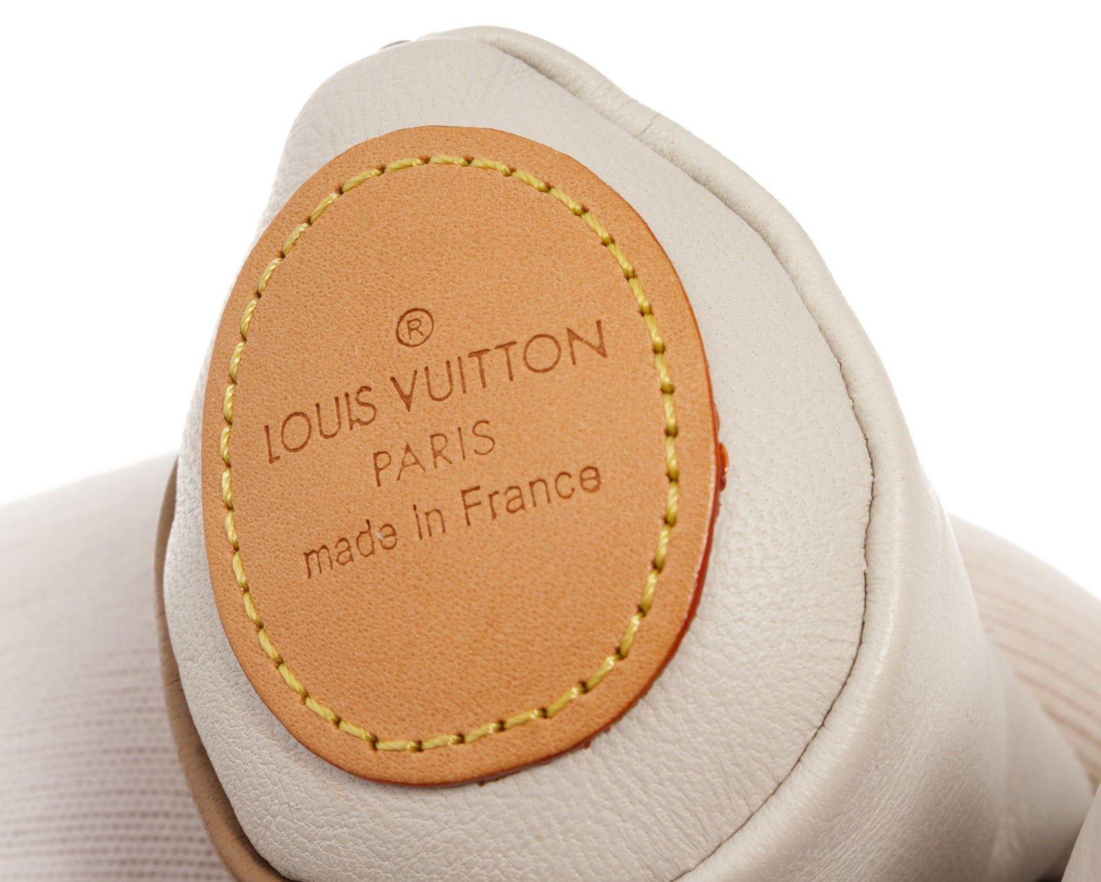 Women's Louis Vuitton Brown White Stuffed Leather Dou Dou Teddy Bear