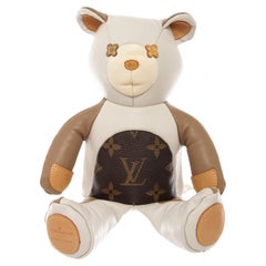 Louis Vuitton Brown White Stuffed Leather Dou Dou Teddy Bear
