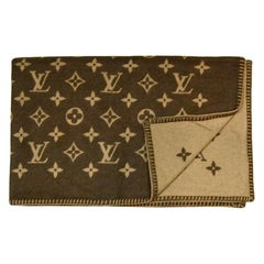 Louis Vuitton Braune Woll- und Kaschmir-Neo-Monogramm-Überwurfdecke