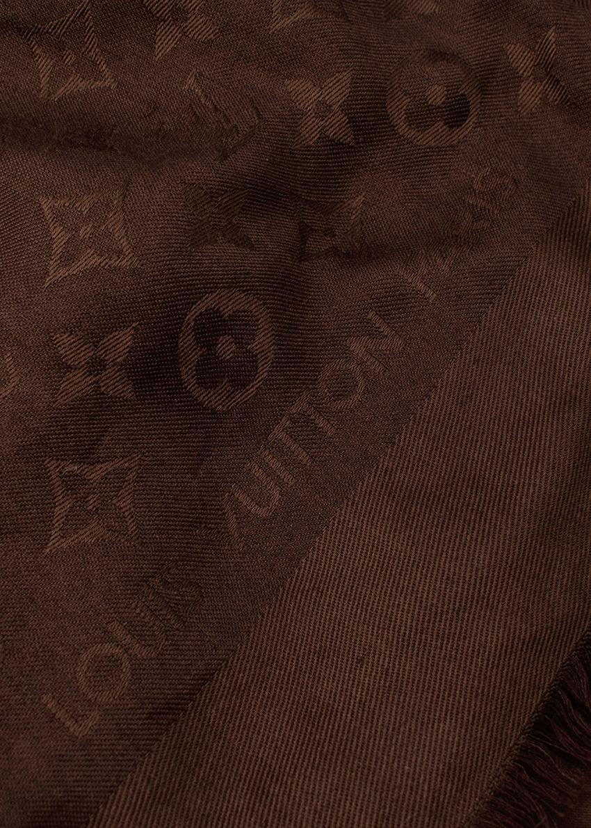 Black Louis Vuitton Brown Wool & Silk Monogram Shawl For Sale