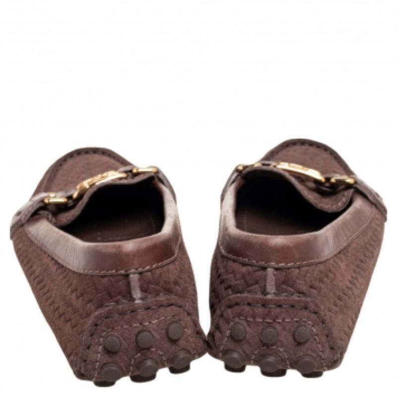Louis Vuitton Brown Woven Suede and Leather Slip-On Oxford Loafers Size 35.5 For Sale 1