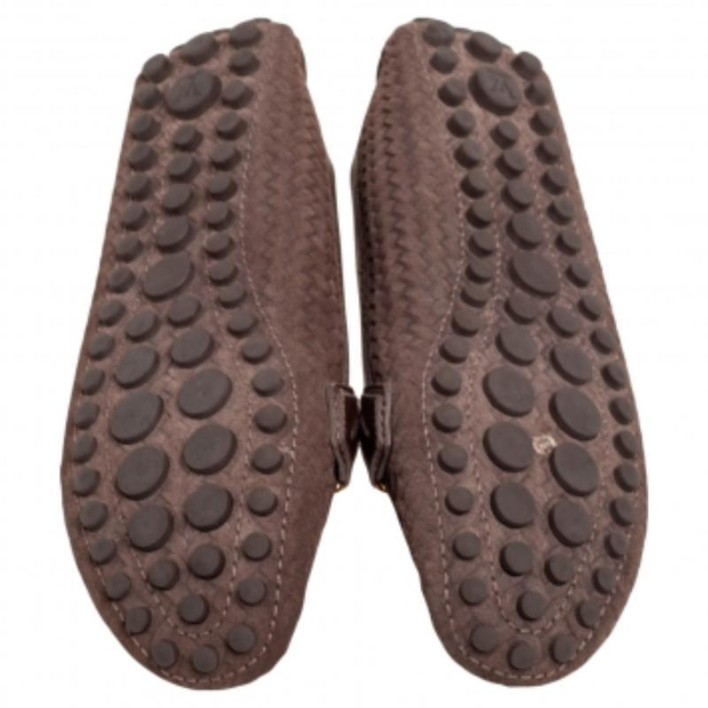 Louis Vuitton Brown Woven Suede and Leather Slip-On Oxford Loafers Size 35.5 For Sale 2