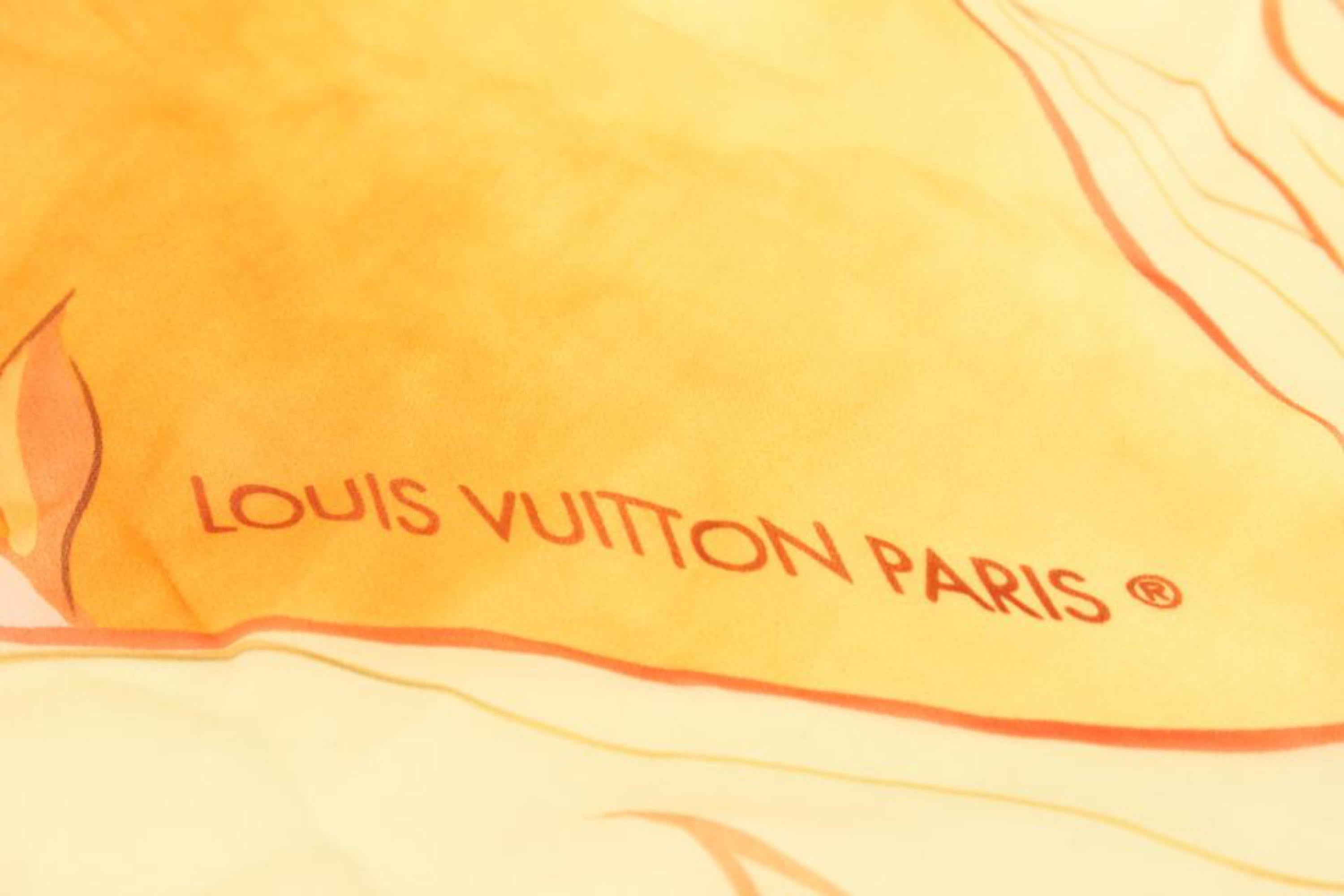 Louis Vuitton Brown x Orange x Cream Sheer Leaf Airplane Scarf 6lv1105 7