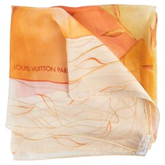 Louis Vuitton Brown x Orange x Cream Sheer Leaf Airplane Scarf 6lv1105