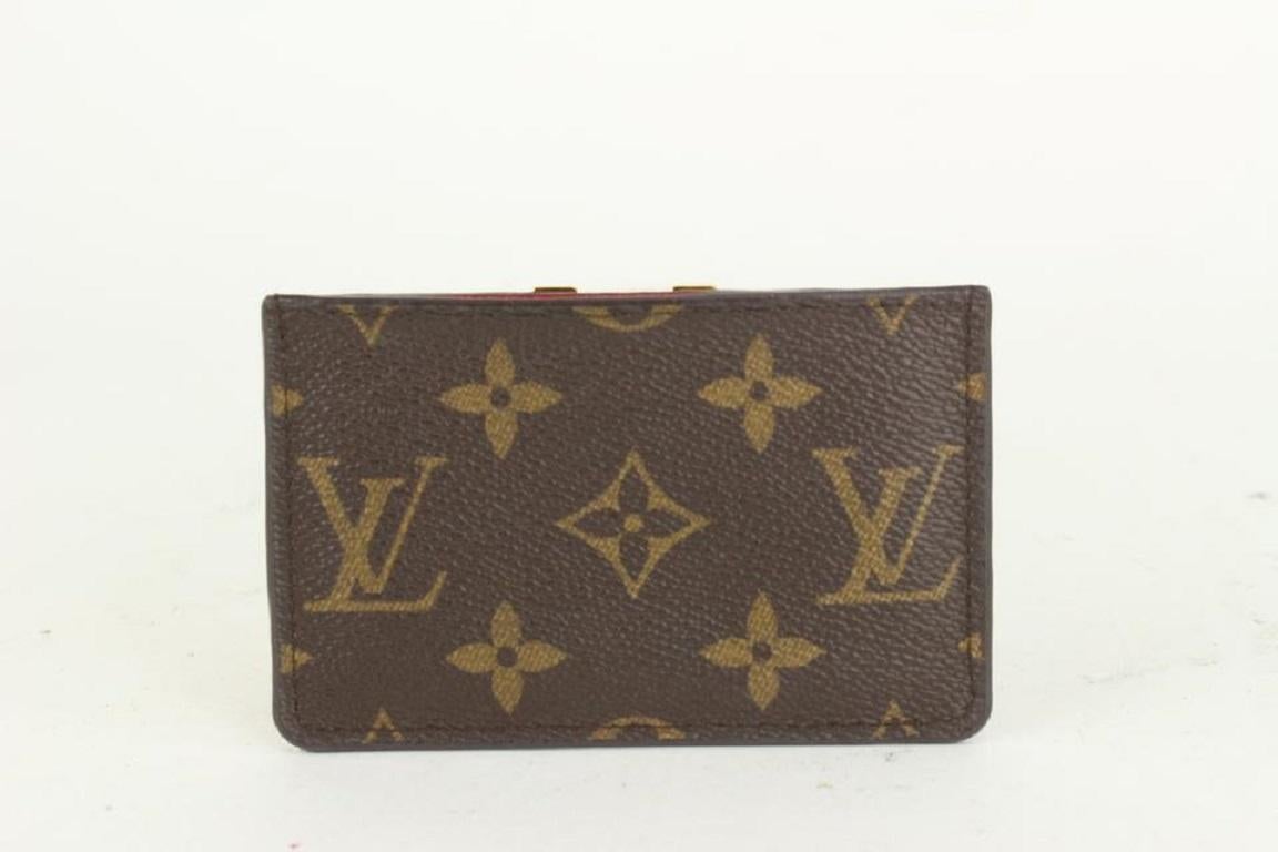 Louis Vuitton Brown x Red Monogram Kimono Card Holder Porte Cartes 923lv9 In Good Condition For Sale In Dix hills, NY