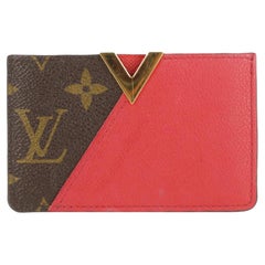 Louis Vuitton Brown x Red Monogram Kimono Card Holder Porte Cartes 923lv9