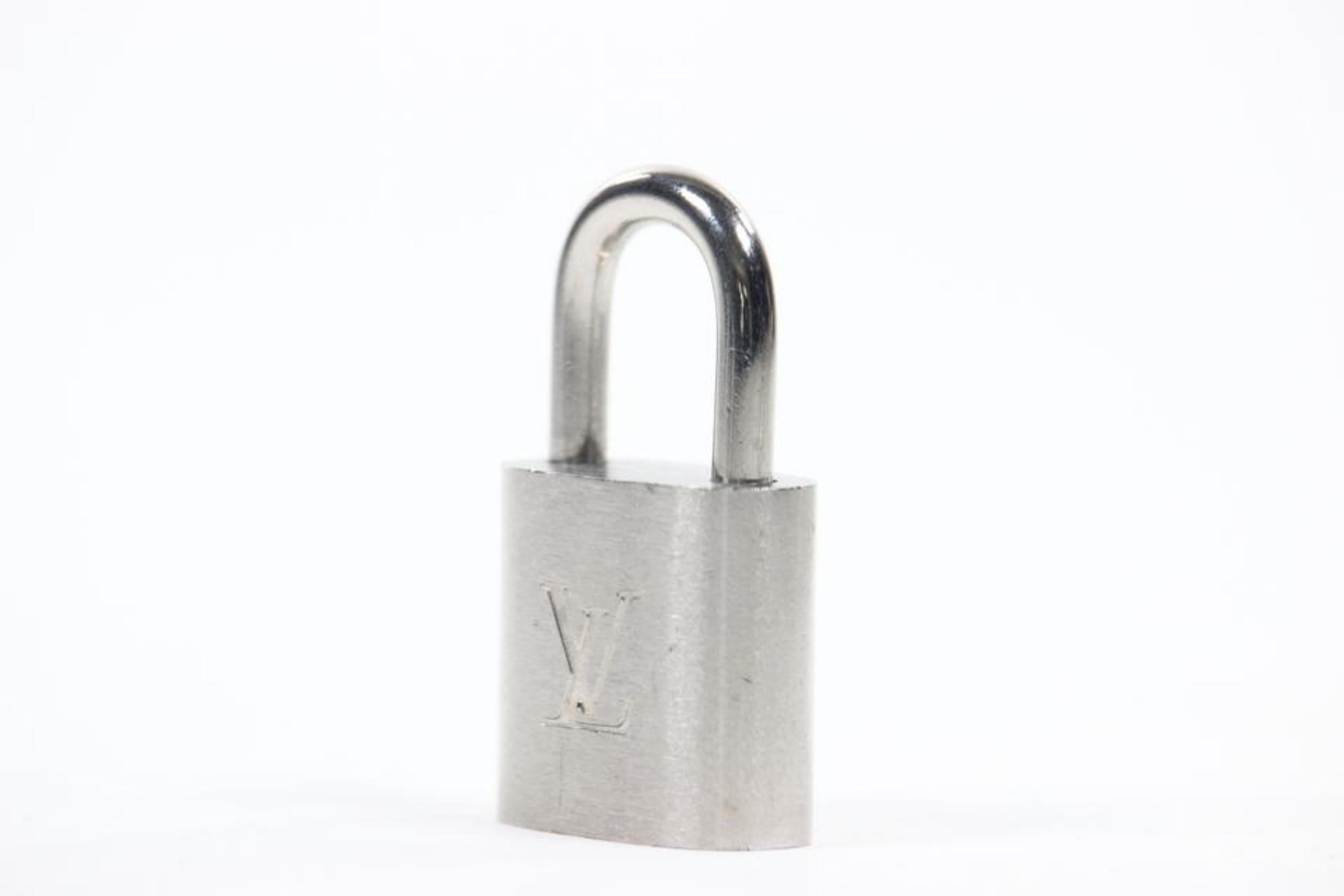 Louis Vuitton Brushed Silver Matte Padlock and Key Bag Charm Lock Set 7LZ1102 6