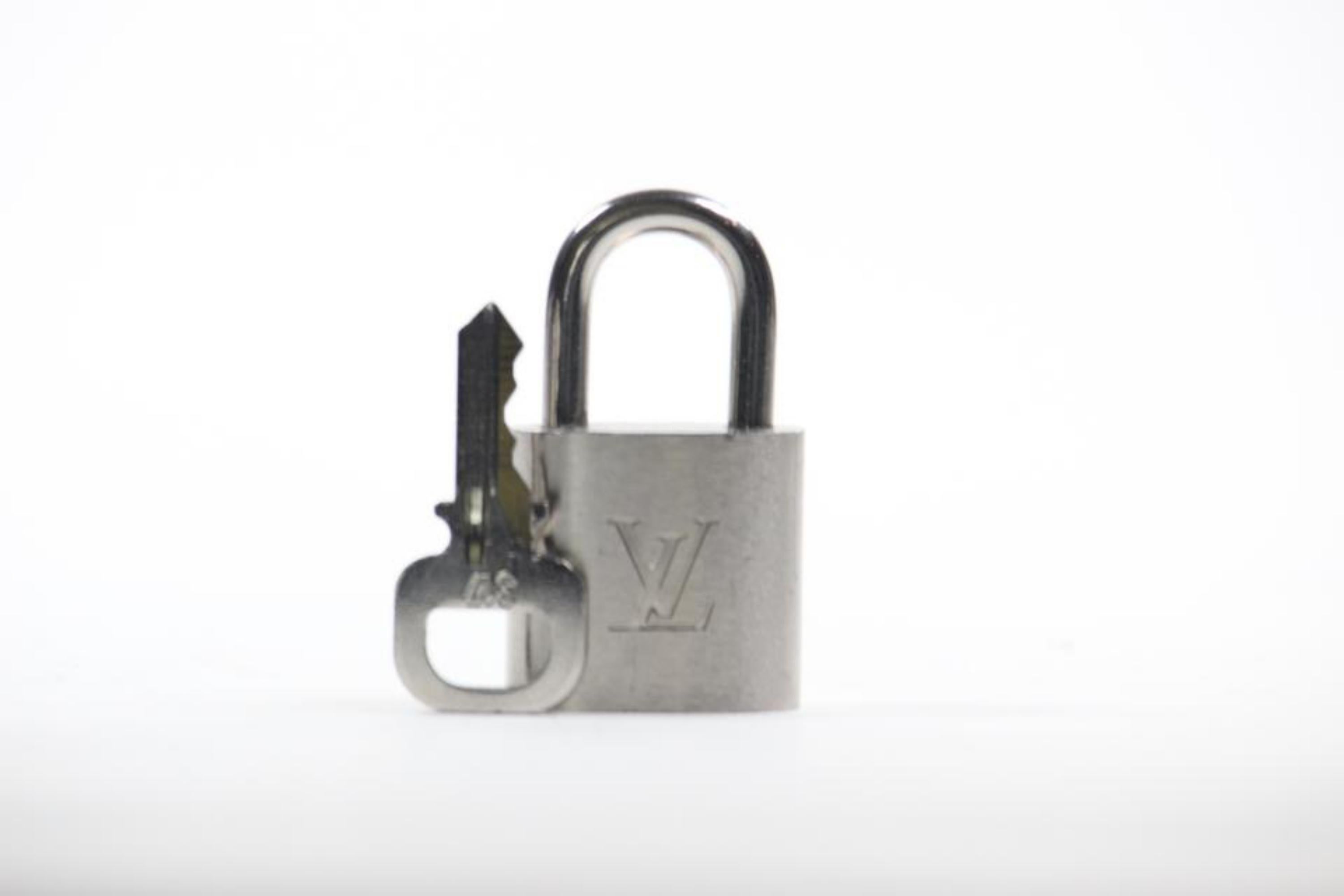 Louis Vuitton Brushed Silver Matte Padlock and Key Bag Charm Lock Set 7LZ1102 8