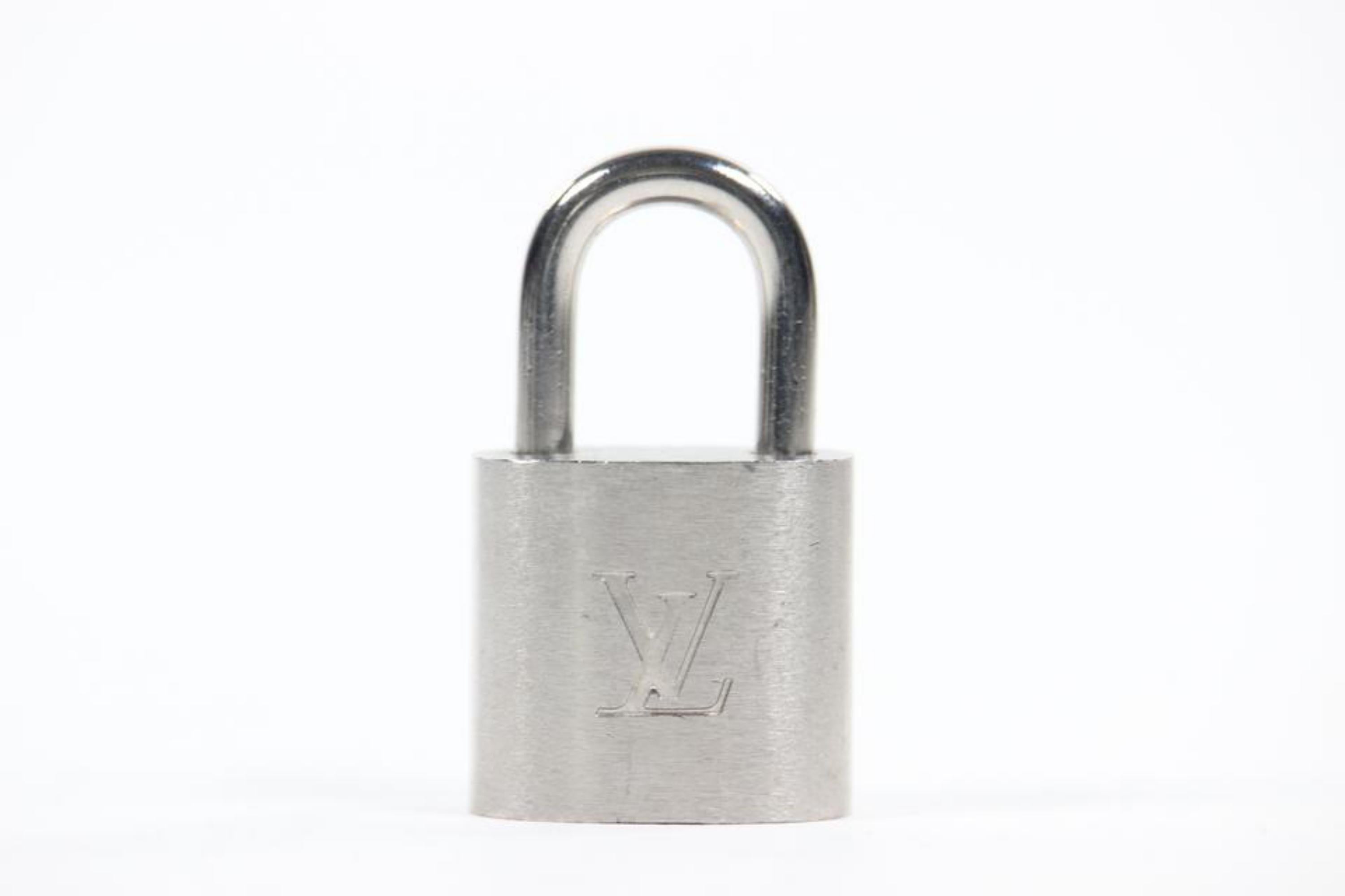 Louis Vuitton Brushed Silver Matte Padlock and Key Bag Charm Lock Set 7LZ1102 5