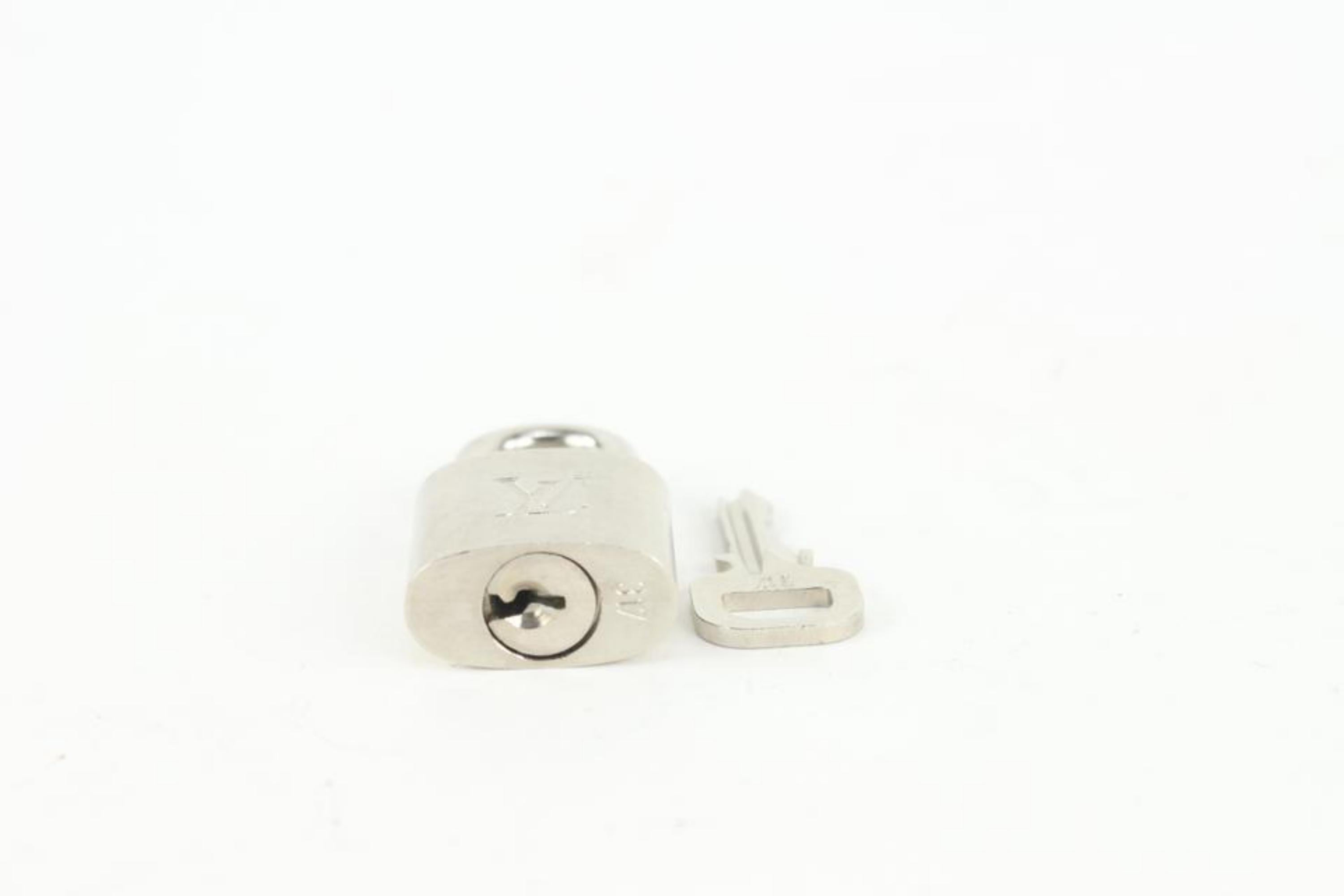 Louis Vuitton Brushed Silver Matte Padlock and Key Set Cadena Lock Bag Charm 111 2